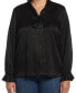 ფოტო #2 პროდუქტის Plus Size Tie Front Long Sleeve Blouse