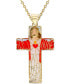 ფოტო #1 პროდუქტის Enamel Jesus Cross 18" Pendant Necklace in 14k Gold