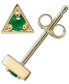 ფოტო #3 პროდუქტის Emerald Triangle Stud Earrings in 14k Gold (Also in Turquoise, Australian Opal, & Sapphire)