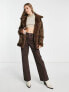 NA-KD bonded aviator jacket in brown