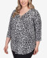 Plus Size Cheetah O-Ring Dew Drop Accent Top