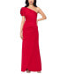 Фото #1 товара Women's Floral-Sleeve One-Shoulder Gown