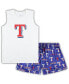 ფოტო #1 პროდუქტის Women's White, Royal Texas Rangers Plus Size Tank Top and Shorts Sleep Set