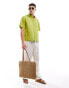 ASOS DESIGN relaxed linen look shirt in olive green Зеленый, S - Chest 38 - фото #2