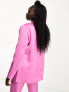 Pieces oversized satin blazer in bright pink