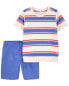 Фото #2 товара Комплект футболка и шорты для мальчика Carter's Toddler 2-Piece Striped Tee & Canvas Short Set