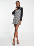 Miss Selfridge 2 in 1 cami dogtooth dress in black & white