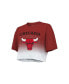 ფოტო #3 პროდუქტის Women's Threads Red and White Chicago Bulls Repeat Dip-Dye Cropped T-shirt