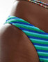 ASOS DESIGN mix and match towelling high leg hipster bikini bottom in blue and green stripe