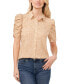 Фото #1 товара Women's Ruched Sleeve Collared Button Down Blouse