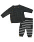 Фото #1 товара Костюм для малышей Bonjour Bebe вязаный с боковой пуговицей Свитер и брюки, 2 предмета