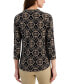 Women's Printed 3/4 Sleeve V-Neck Knit Top, Created for Macy's