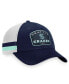 Фото #2 товара Men's Deep Sea Blue, White Seattle Kraken Fundamental Striped Trucker Adjustable Hat