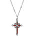 Symbols of Faith pewter Red Hand Enamel Cross with Crystals Necklace