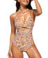 Фото #1 товара Women's Floral Twisted Tummy Control One-Piece
