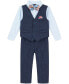 ფოტო #4 პროდუქტის Baby Boys Striated Shirt, Vest, Bowtie and Pants, 4 Piece Set