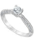 Фото #1 товара Diamond Knife Edge Milgrain Bead Engagement Ring (7/8 ct. t.w.) in 18k White Gold