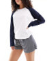 ASOS DESIGN Mix & Match preppy long sleeve pyjama top in white & blue Weiß & Marine, 46 - фото #1