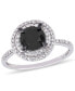 Black and White Diamond (1 5/8 ct. t.w.) Double Halo Engagement Ring in 14k White Gold