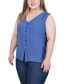 Фото #3 товара Plus Size Sleeveless Button Front Blouse