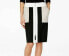 INC International Concepts Women's Zip Front Colorblocked Skirt Black Ivory 6