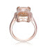 ფოტო #3 პროდუქტის Sterling Silver with Rose Gold Plated Champagne Radiant Cubic Zirconia Solitaire Accented with Clear Round Cubic Zirconias Cocktail Ring