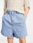 ASOS DESIGN denim shorts with front pleat in mid wash