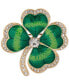 ფოტო #1 პროდუქტის Gold-Tone Crystal 4-Leaf Clover Pin