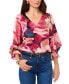 ფოტო #1 პროდუქტის Women's Printed V-Neck Balloon-Sleeve Top