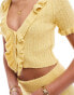 ASOS DESIGN knitted frill top co-ord in yellow