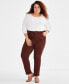 ფოტო #1 პროდუქტის Plus Size High-Rise Straight-Leg Pants, Created for Macy's