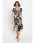 Women's Short Sleeve Abstract Palm Print Dress