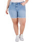 ფოტო #1 პროდუქტის Trendy Plus Size Frayed Bermuda Denim Shorts
