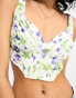 Vila ruched bodice top with blue florals
