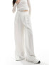 Фото #9 товара Stradivarius tailored pleated wide leg trouser in ecru