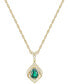 ფოტო #1 პროდუქტის Lab-Grown Emerald & Lab-Grown White Sapphire 18" Pendant Necklace in 14k Gold-Plated Sterling Silver