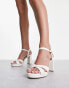 New Look cross over heeled sandal in white