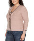 Plus Size Tipped Textured-Stich Cardigan Sweater Mochaccino/Black, 1X - фото #4