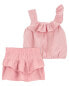 Baby 2-Piece Woven Gauze Top & Tiered Skort Set 3M