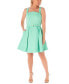 Women's Belted Jacquard Fit & Flare Dress