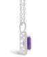 ფოტო #3 პროდუქტის Amethyst (1-3/5 ct. t.w.) and Diamond (1/7 ct. t.w.) Halo Pendant Necklace in Sterling Silver