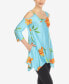 Фото #3 товара Women's Floral Printed Cold Shoulder Tunic Top