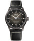 ფოტო #1 პროდუქტის Men's Swiss Automatic Multifort Chronometer Black Leather Strap Watch 42mm