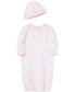ფოტო #2 პროდუქტის Baby Girls Sleep Gown and Hat, 2 Piece Set