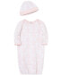 Фото #2 товара Baby Girls Sleep Gown and Hat, 2 Piece Set