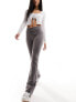 Фото #1 товара Stradivarius flare legging with fold over waist in grey