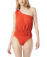 Фото #1 товара Women's One-Shoulder Blouson One-Piece Swimsuit