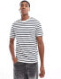 Фото #2 товара Jack & Jones 2 pack oversized stripe t-shirts in white & navy