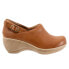 Softwalk Minna S2253-215 Womens Brown Narrow Leather Clog Flats Shoes