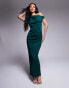 Фото #1 товара ASOS DESIGN off shoulder scuba midi dress with side split in bottle green